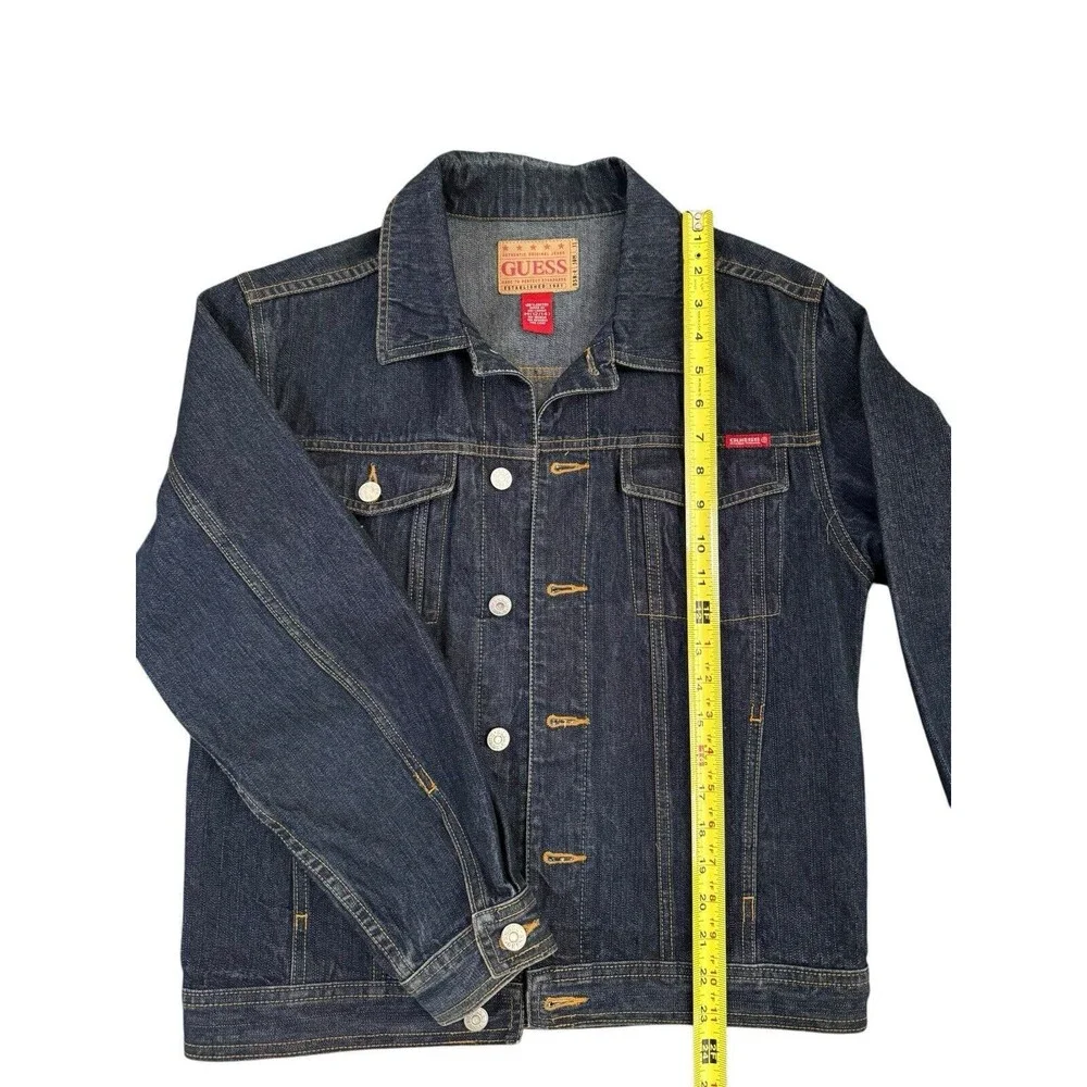 Vintage‎ Guess Jeans Aztec Jean Jacket Dark Wash Size Medium (12/14) Y2K